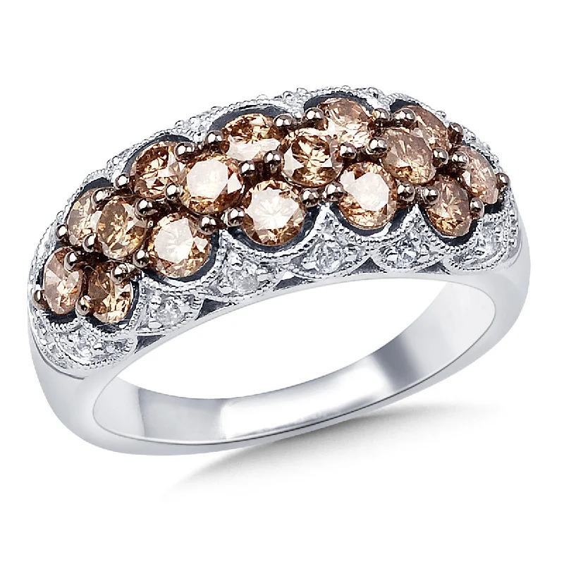 Ladies Polished Fine Rings -Ladies Rings for Mom Spark-Brown Round Cut Diamond Ring 1.50cttw