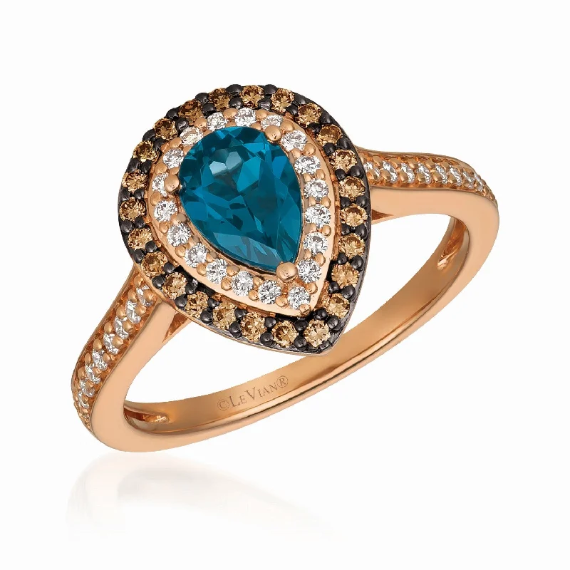 Ladies Moonstone Light Rings -Ladies Rings for Work Glow-Le Vian Deep Sea Blue Topaz™ Chocolatier® Ring TQXX65