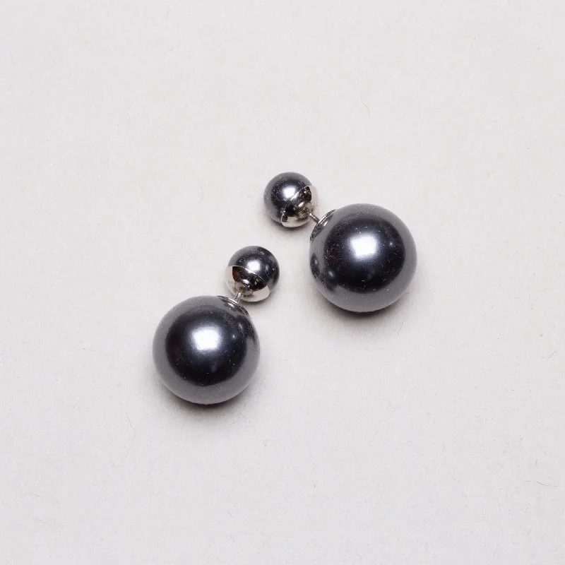 Ladies Polished Fine Earrings -Ladies Earrings for Mom Shine-Vintage Dior Tribales Earrings with Grey Pearls