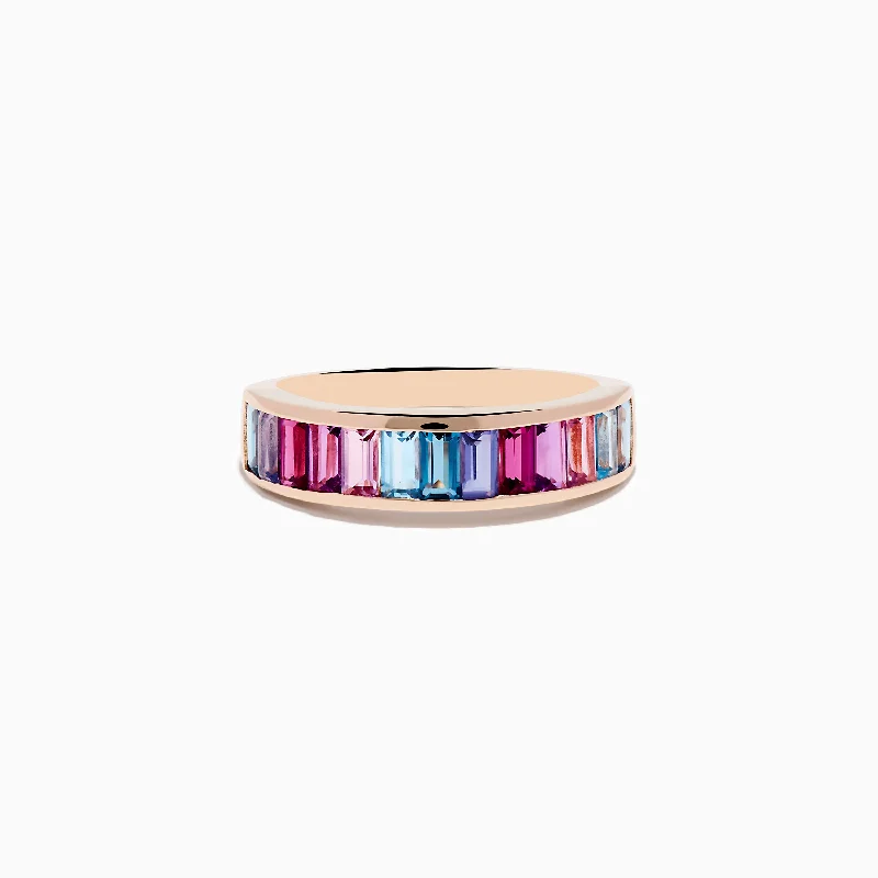 Ladies Fairy Dust Rings -Ladies Rings with Green Uvarovite-14K Rose Gold Multi Color Gemstone Band Ring