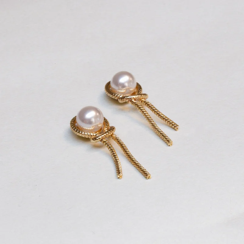 Ladies Ocean Blue Earrings -Ladies Earrings with Pink Tourmaline-Gold-plated Tassel Earrings with Pearls