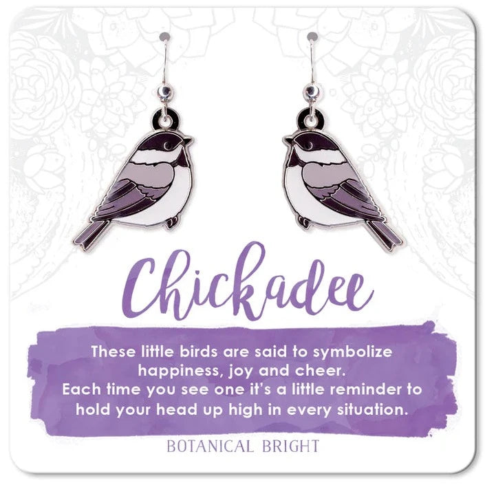 Ladies Drive Spark Earrings -Ladies Earrings for Student Spark-Botanical Bright Dangle Earrings - Chickadee