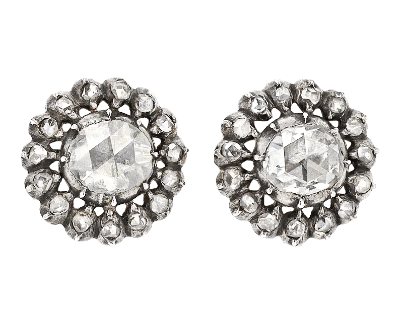 Ladies Gentle Stud Earrings -Ladies Earrings for Mom Shine-Edwardian Rose-Cut Diamond Earrings