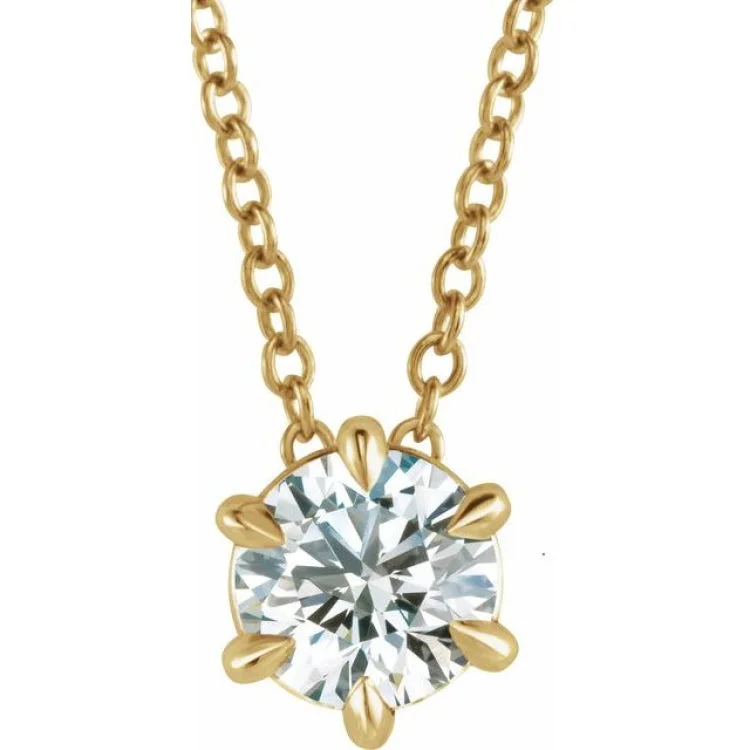 Ladies Necklaces Thin Glow-Ladies Value Chain Necklaces -14K Yellow 4 mm Natural White Sapphire Solitaire 16-18" Necklace