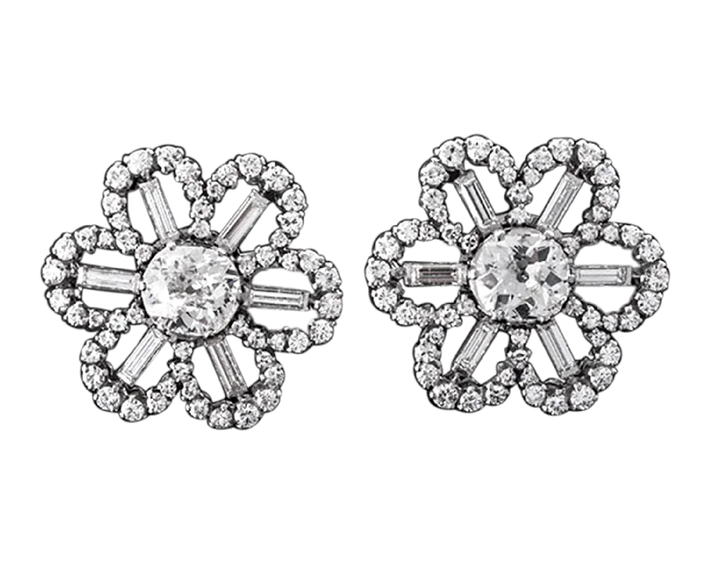 Ladies Metro Sleek Earrings -Ladies Earrings with Teardrop Spark-Art Deco Diamond Earrings, 7.10 Carats