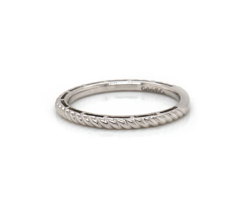 Ladies Hexagonal Shine Rings -Ladies Rings for Kin Glow-New Gabriel & Co. Twisted Rope Stackable Band Ring in 14K