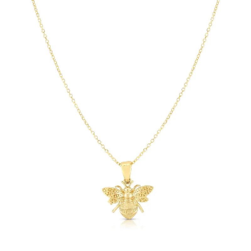 Ladies Necklaces with Jade Shine-Ladies Zodiac Sign Necklaces -14K Gold Bumble Bee Necklace