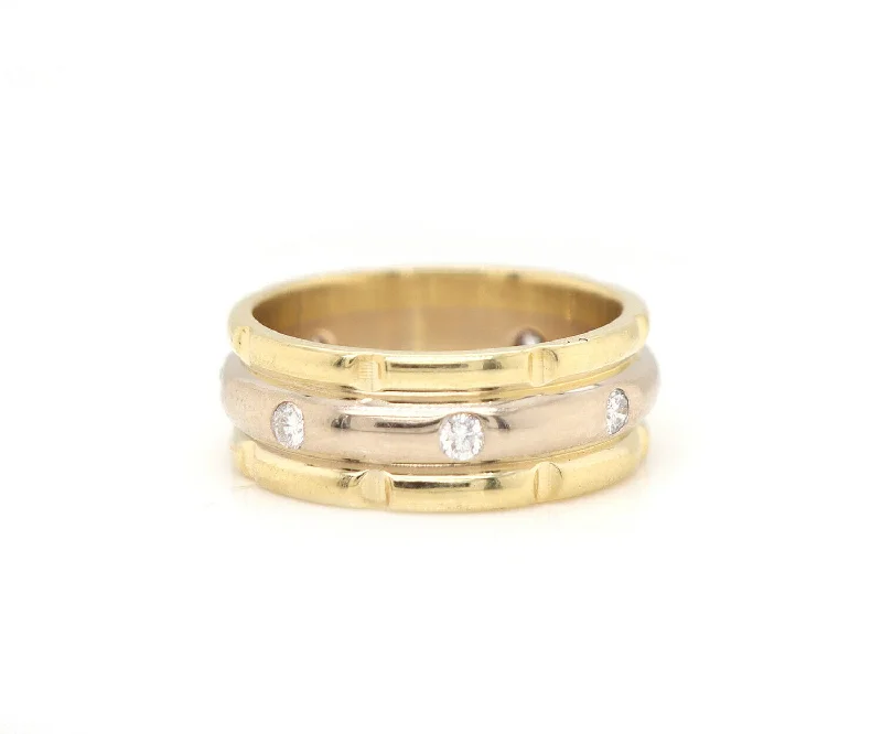 Ladies Painted Art Rings -Ladies Rings for Doctor Spark-Eros 0.15ctw Diamond Two Tone Band Ring in 18K