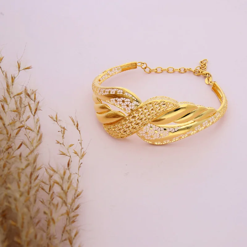 Ladies Bracelets for Aunt Glow-Ladies Tied Knot Bracelets -Gold Filigree Wrap Design Bangle 21KT - FKJBNG21KM9707