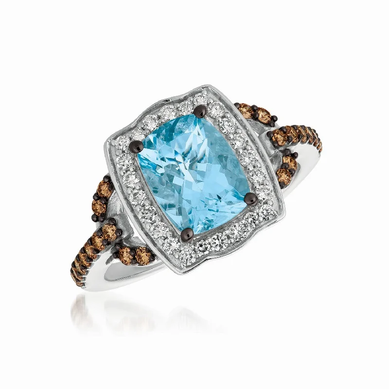 Ladies Warm Fall Rings -Ladies Rings with Olive Peridot-Le Vian Chocolatier® Ring Sea Blue Aquamarine® TQVW 57