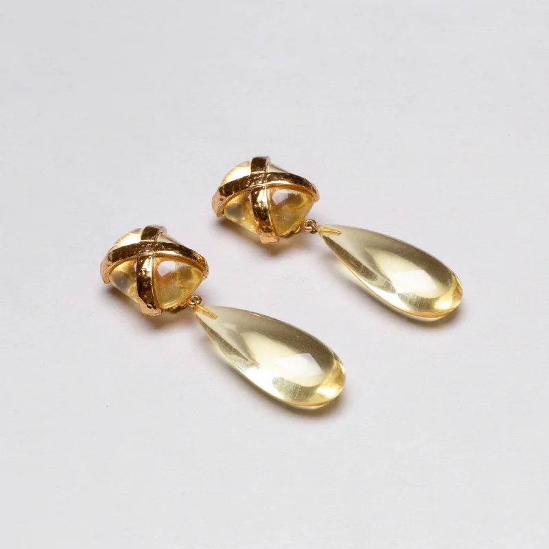 Ladies Hexagonal Shine Earrings -Ladies Earrings for Kin Shine-Vintage Sonia Rykiel Clip-on Earrings