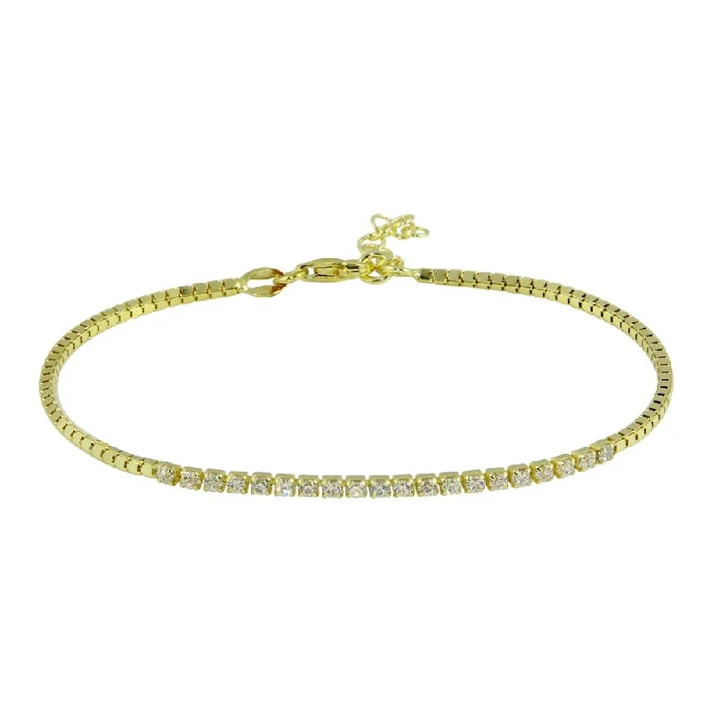 Ladies Bracelets for Elder Glow-Ladies Sharp Edge Bracelets -Clearance-Gold Plated 925 Sterling Silver CZ Bracelet - ECB00106GP