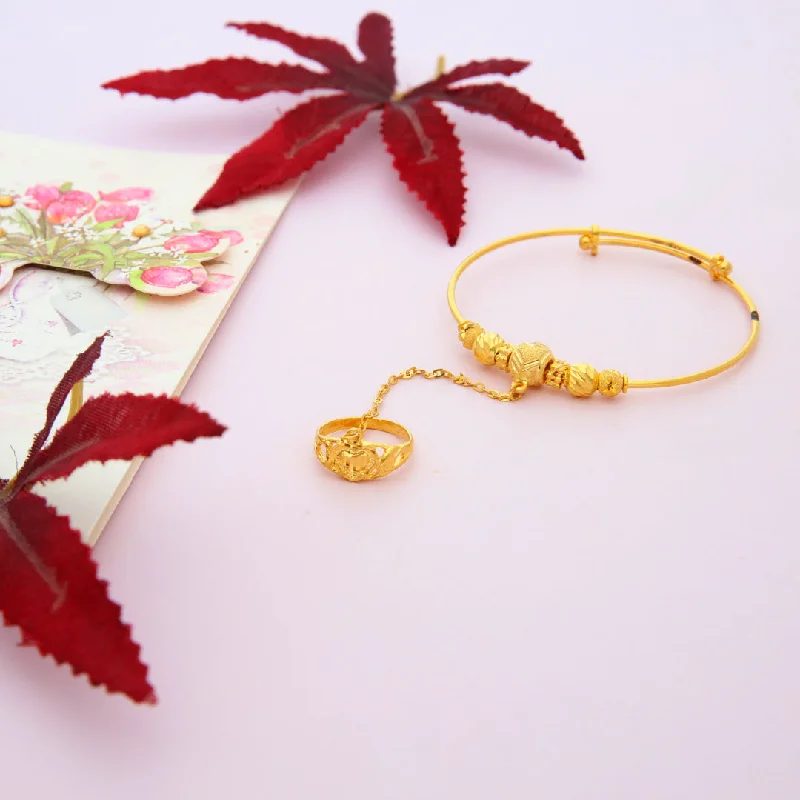 Ladies Bracelets Petite Shine-Ladies 10K Gold Link Bracelets -Gold Baby Bangle 21KT - FKJBNG21KM9983