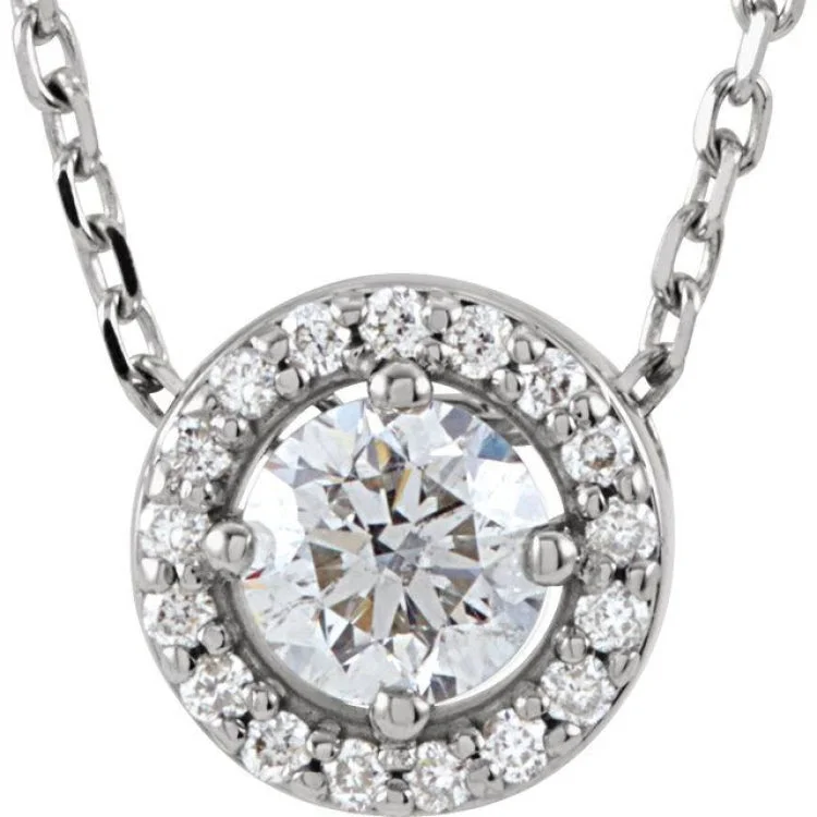 Ladies Necklaces with Red Spinel-Ladies Broad Band Necklaces -Platinum 1/5 CTW Natural Diamond Halo-Style 16" Necklace