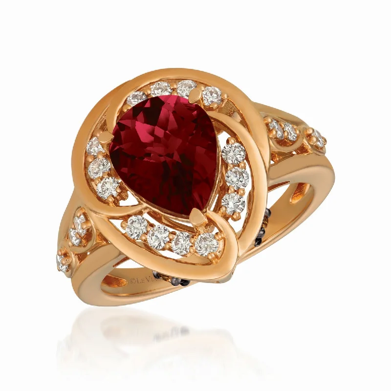 Ladies Serene Calm Rings -Ladies Rings with Blue Glaucophane-Le Vian Creme Brulee® Pomegranate Garnet™ and Diamond Ring TRDJ 67