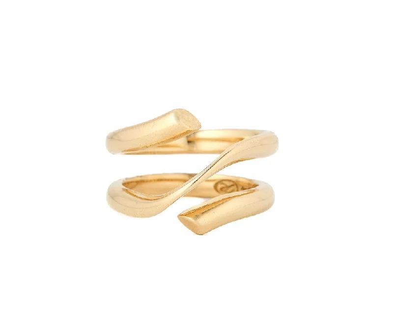 Ladies Milestone Anniversary Rings -Ladies Rings Ethnic Shine-Georg Jensen’s Polished Wrap Ring in 18K