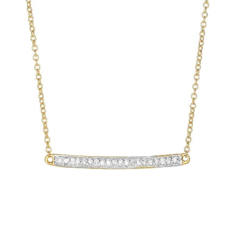 Ladies Necklaces with Feather Spark-Ladies Confidence Charm Necklaces -14K Gold .12ct Diamond Bar Necklace