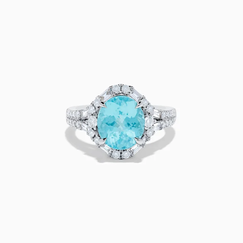 Ladies Rustic Pine Rings -Ladies Rings with Grey Pollucite-18K White Gold Paraiba Tourmaline and Diamond Ring (GIA Report)