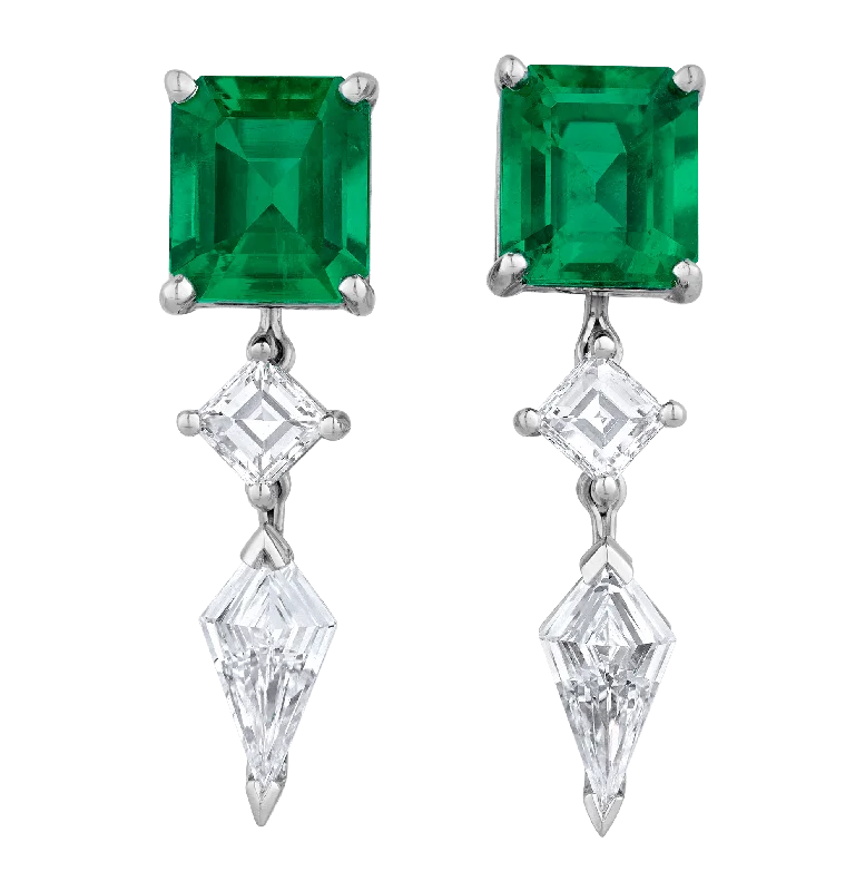 Ladies Adventure Call Earrings -Ladies Earrings for Writer Spark-Oscar Heyman Colombian Emerald Earrings, 2.61 Carats