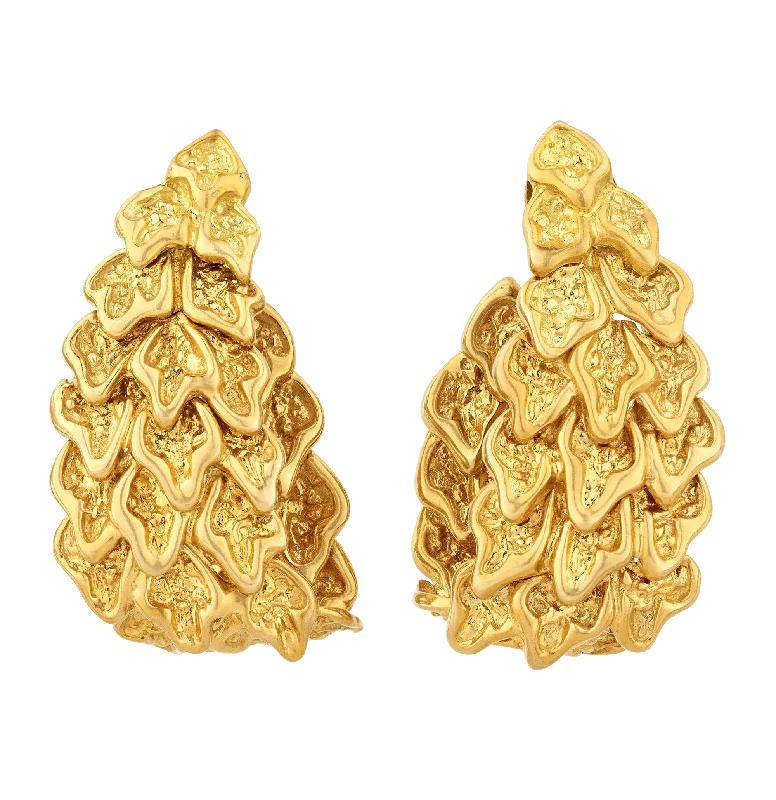 Ladies Cherished Heirloom Earrings -Ladies Earrings with Pure Danburite-18K Gold Stylized Leaf Earrings