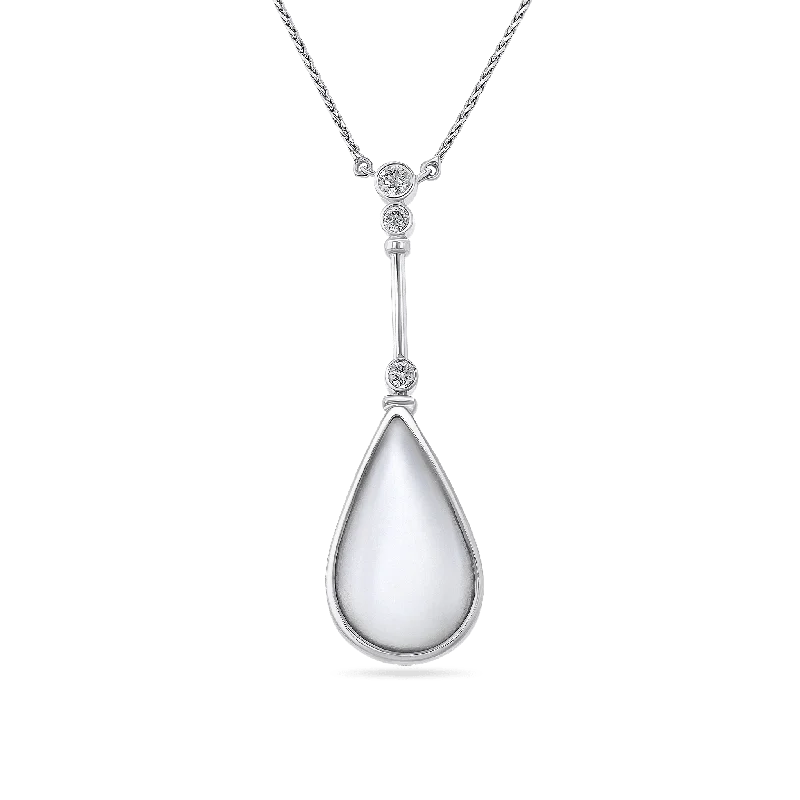 Ladies Necklaces with Cream Howlite-Ladies Halo Pendant Necklaces -Dew Drop Necklace