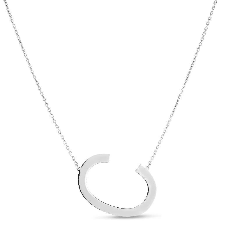 Ladies Necklaces with Crescent Glow-Ladies Sun Glow Necklaces -Silver C Letter Necklace