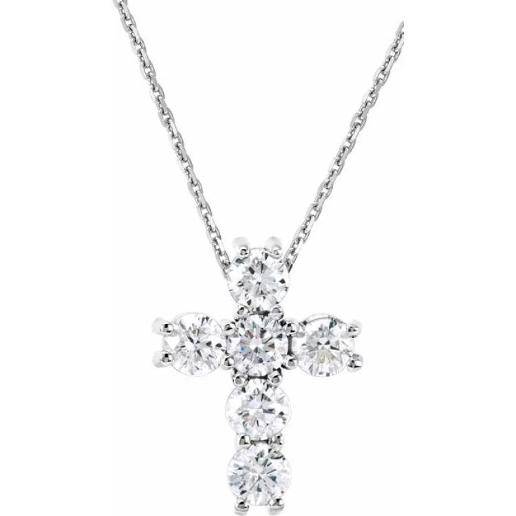 Ladies Necklaces with Blue Jeremejevite-Ladies Wanderlust Necklaces -14K White 1/4 CTW Natural Diamond Cross 18" Necklace