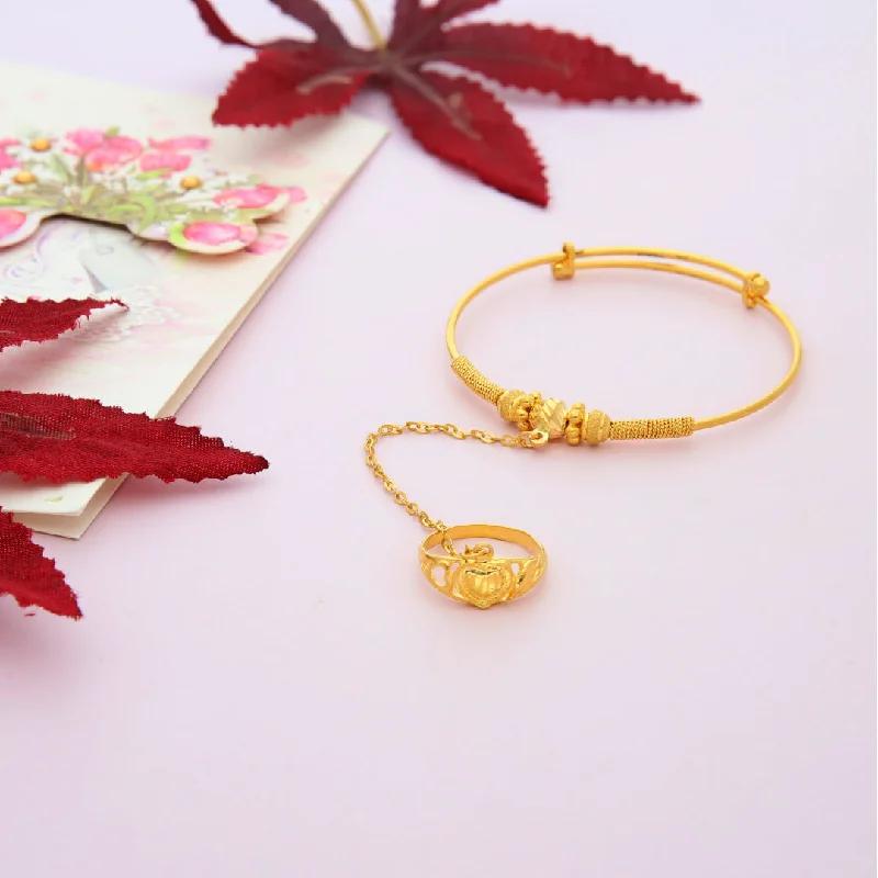 Ladies Bracelets Wide Shine-Ladies Etched Name Bracelets -Gold Baby Bangle 21KT - FKJBNG21KM9985