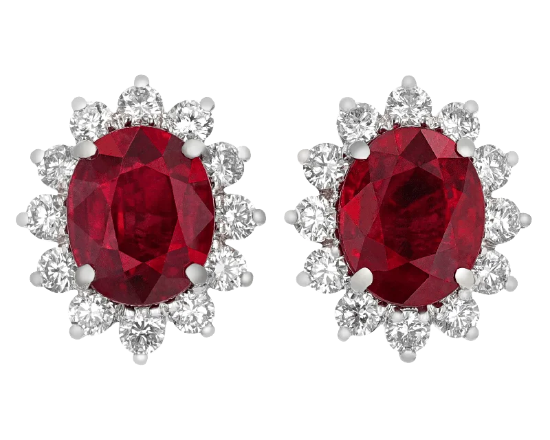 Ladies Brave Heart Earrings -Ladies Earrings for Travel Shine-Burma Ruby Earrings, 5.13 Carats