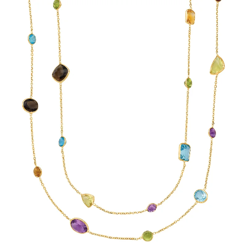 Ladies Necklaces with Square Spark-Ladies Mountain Peak Necklaces -14K Gold Semi-Precious Necklace