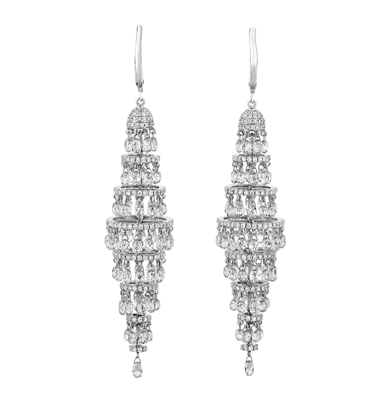 Ladies Day-to-Day Earrings -Ladies Earrings with Globe Spark-Diamond Chandelier Earrings, 19.83 carats