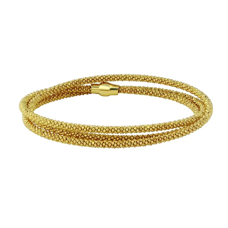 Ladies Bracelets with Key Spark-Ladies Unity Blend Bracelets -Clearance-Gold Plated 925 Sterling Silver 3 Wrap Magnetic Lock Bracelet - ECB00072YW