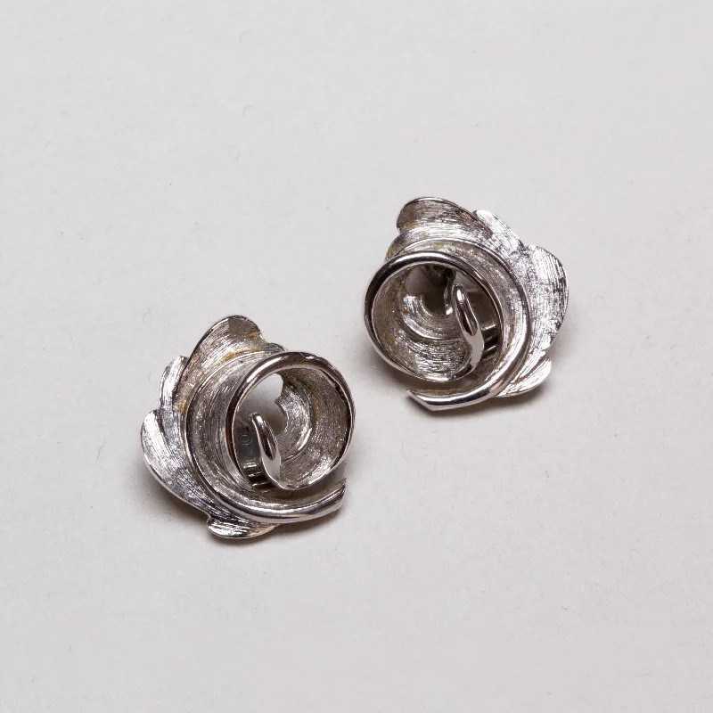 Ladies Airy Light Earrings -Ladies Earrings with Sky Celestite-Vintage Silver Rose Clip-on Earrings