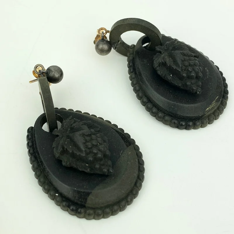 Ladies Painted Art Earrings -Ladies Earrings for Doctor Spark-Estate Collection Antique Gutta Percha Necklace & Earrings