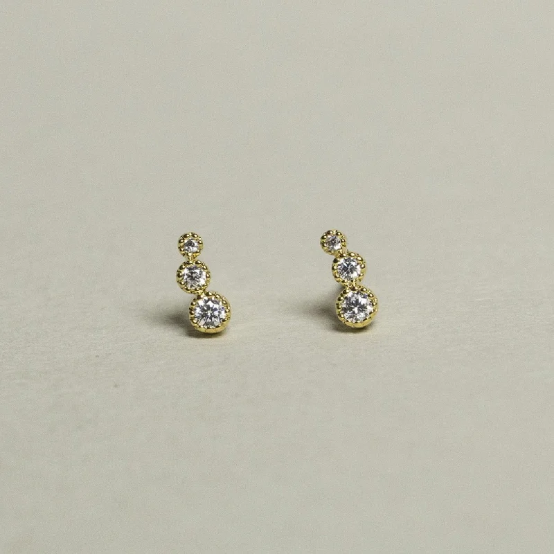 Ladies Anchor Hold Earrings -Ladies Earrings with Yellow Sanidine-Three Dots Stud Earrings