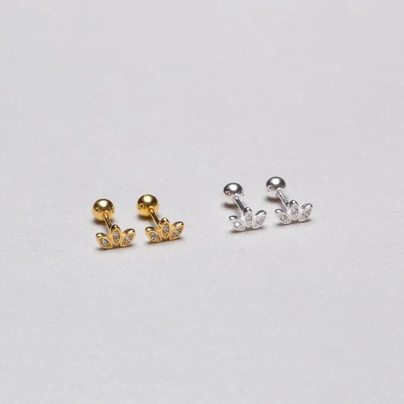 Ladies Bliss Shine Earrings -Ladies Earrings with Anchor Shine-Gold-plated and Silver Petal Stud Cartilage Earring