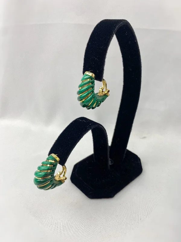 Ladies Woven Leather Earrings -Ladies Earrings for Chill Spark-Estate Collection Earrings - Vintage Malachite