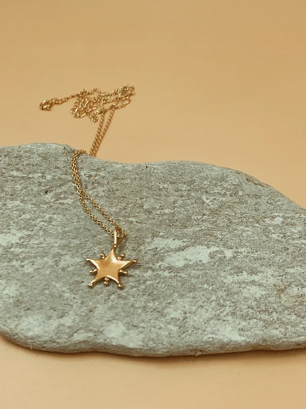 Ladies Necklaces with Sea Aquamarine-Ladies Winter Frost Necklaces -Homecoming Starlight Dotted Star Pendant Necklace