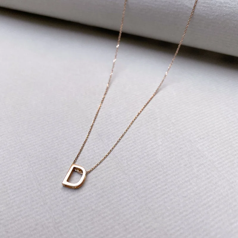 Ladies Necklaces for Lawyer Glow-Ladies Memory Gem Necklaces -18ct Rose Gold Alphabet Necklace - D