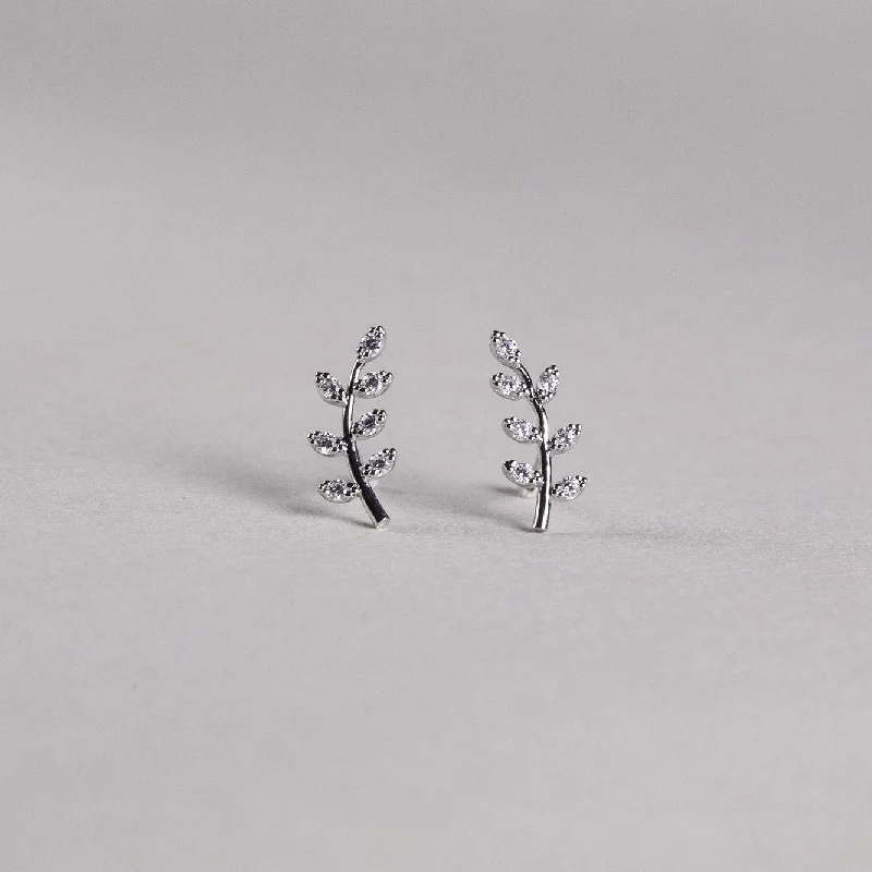 Ladies Warm Glow Earrings -Ladies Earrings with Aqua Hemimorphite-Leafy Branch Stud Earrings