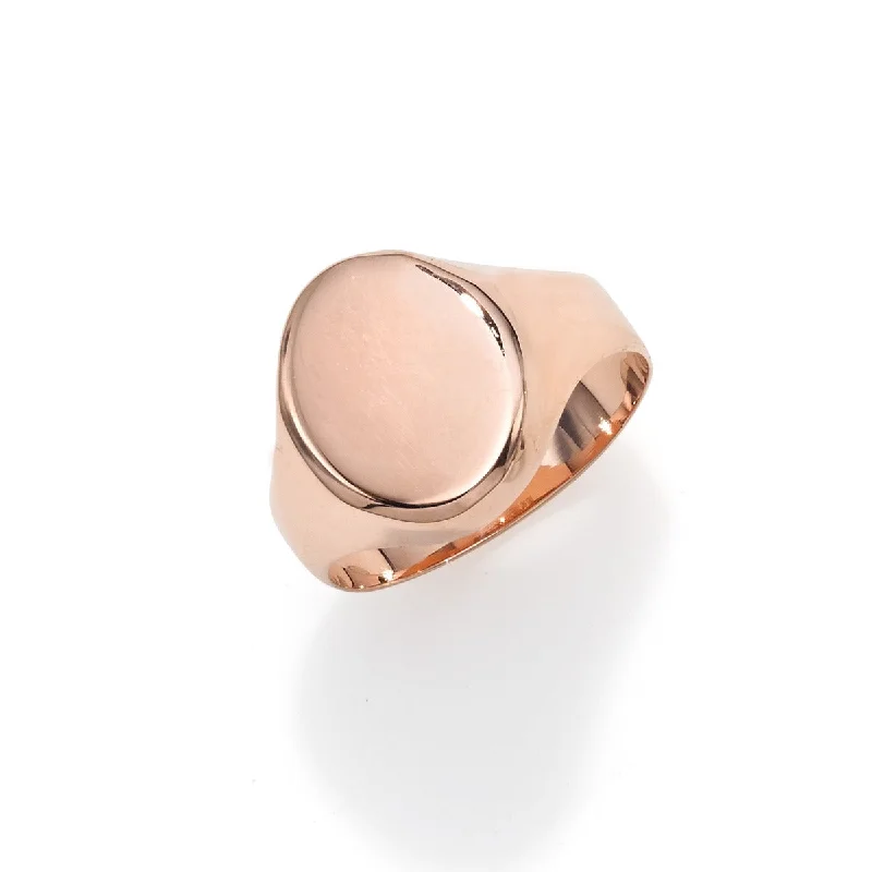 Ladies Sacred Spirit Rings -Ladies Rings for Dance Shine-14kt Rose Gold Polished Oval Signet Ring PR7068