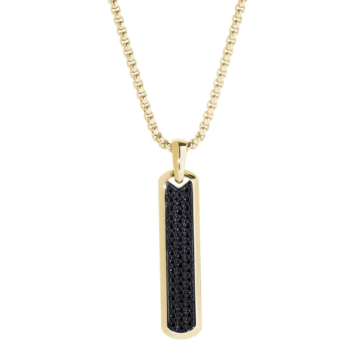 Ladies Necklaces with Milky Moonstone-Ladies Onyx Bold Necklaces -Gold IP Finish Stainless Steel Long Thin Rectangular Necklace on 20" Rouned Box Chain