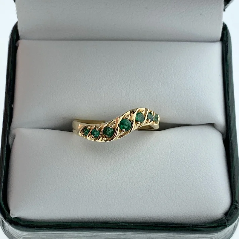 Ladies Bliss Shine Rings -Ladies Rings with Anchor Shine-Emerald Stackable Wave Ring