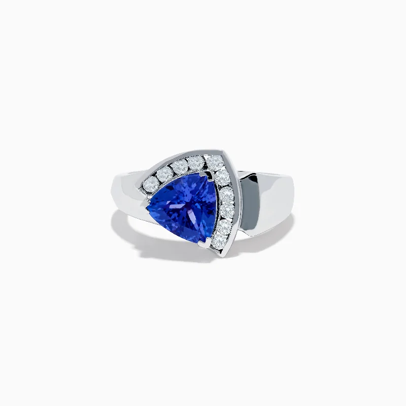 Ladies Adventure Call Rings -Ladies Rings for Writer Spark-Nahla Siri 14K White Gold Tanzanite and Diamond Ring