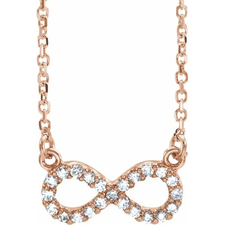 Ladies Necklaces for Hero Shine-Ladies Romantic Rose Necklaces -14K Rose 1/10 CTW Natural Diamond Infinity 16 1/2" Necklace