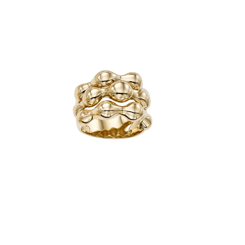 Ladies Sleek White Gold Rings -Ladies Rings in Rose Shine-14kt Yellow Gold Bubble Ring Size-7 R6842-07