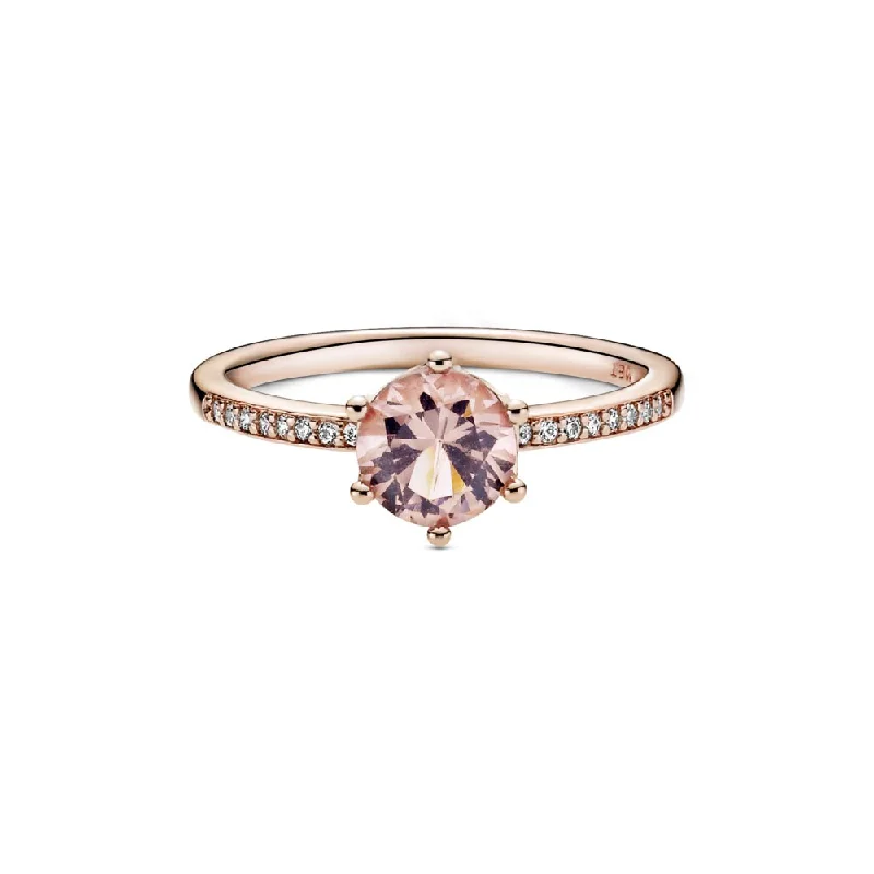 Ladies Fluttering Butterfly Rings -Ladies Rings Crafted Glow-Pink Sparkling Crown Solitaire Ring 188289C01