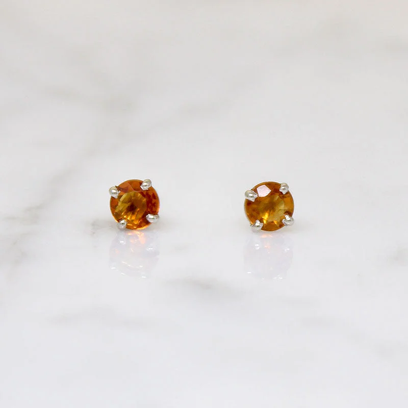 Ladies Zodiac Emblem Earrings -Ladies Earrings with Jade Spark-Whiskey-Colored Citrine Stud Earrings