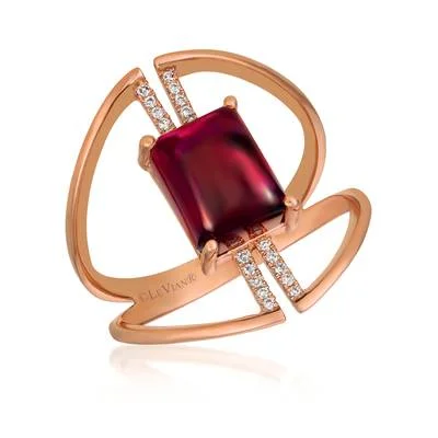 Ladies Ruby Glow Rings -Ladies Rings Bold Spark-Le Vian® 14K Strawberry Gold® Raspberry Rhodolite® and Vanilla Diamonds® Ring GECR 103