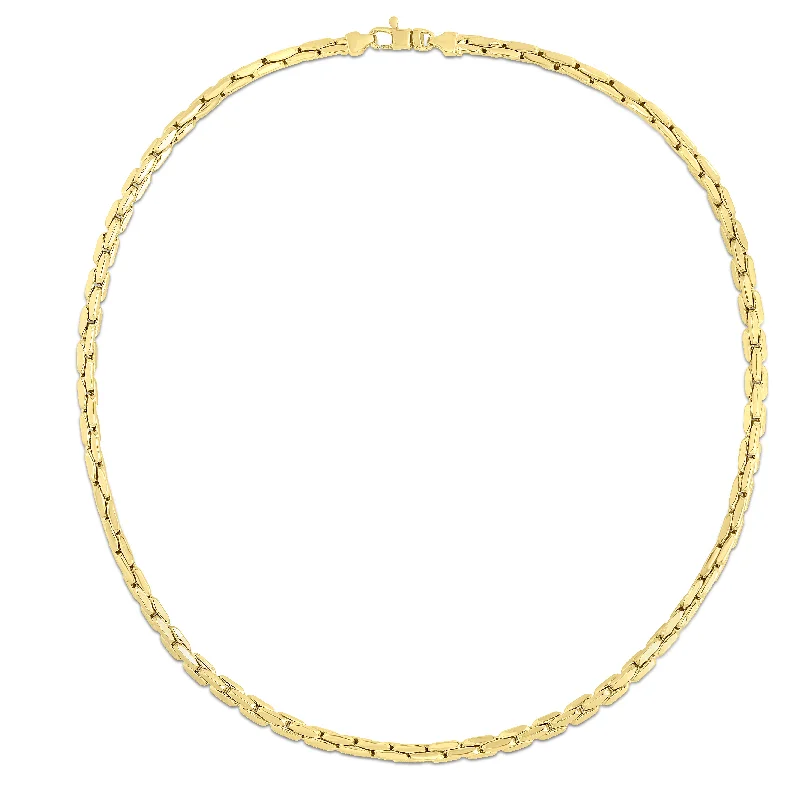 Ladies Necklaces Luxe Glow-Ladies Stainless Steel Necklaces -14K Gold Compressed Cable Link Necklace